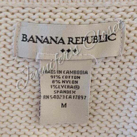 3/$30 Banana Republic Women's Vintage Cream V Neck Collared Sweater - Picture 7 of 11